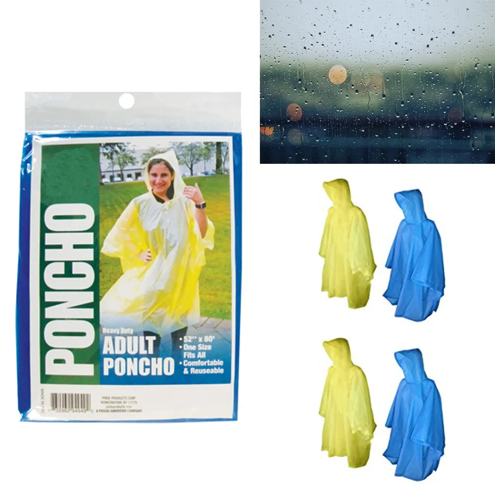 4 Rain Coat Travel Emergency Hoodie Survival Reusable Poncho Hiking Gear Camping