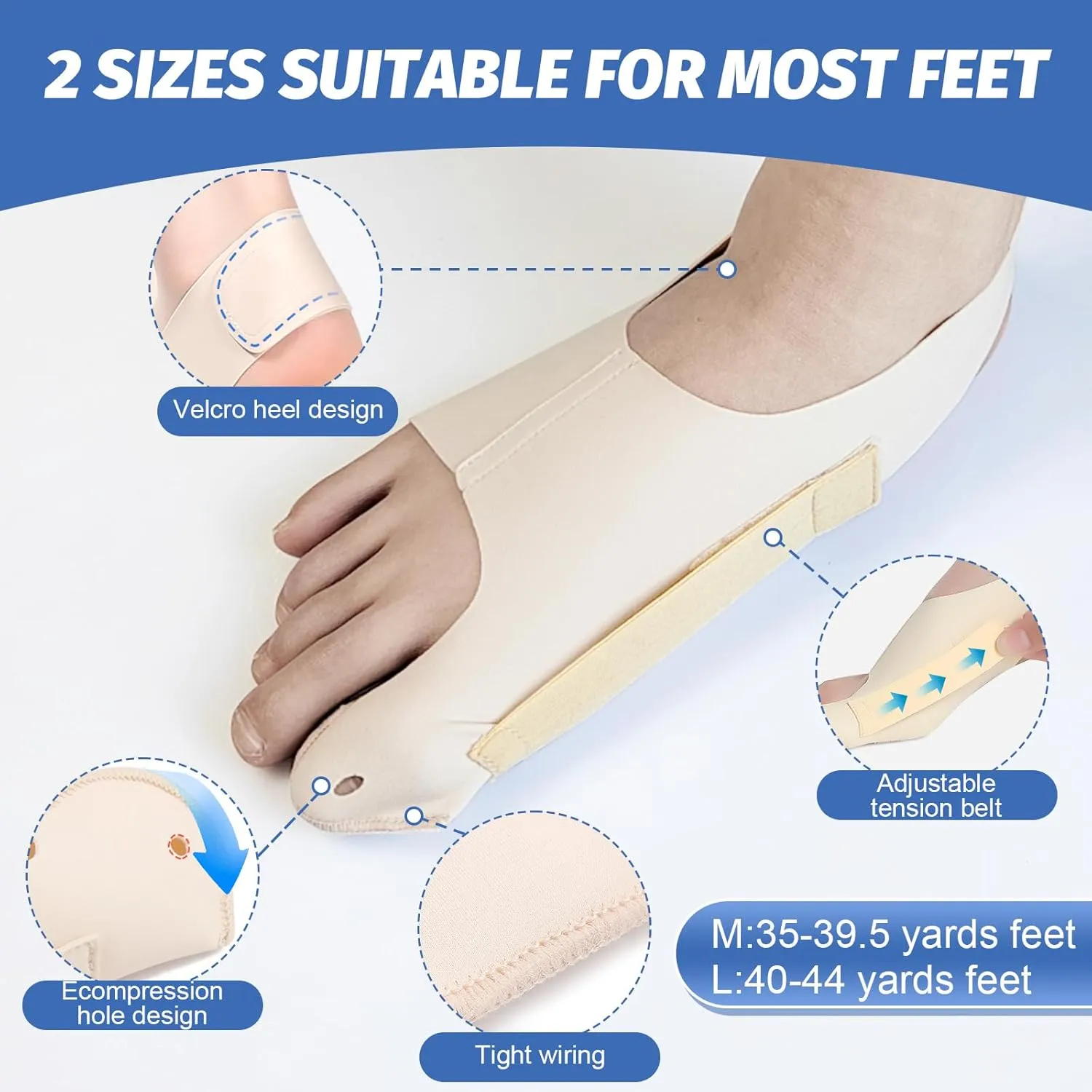 Bunion Corrector Hallux Valgus Socks Left Size(40-44)