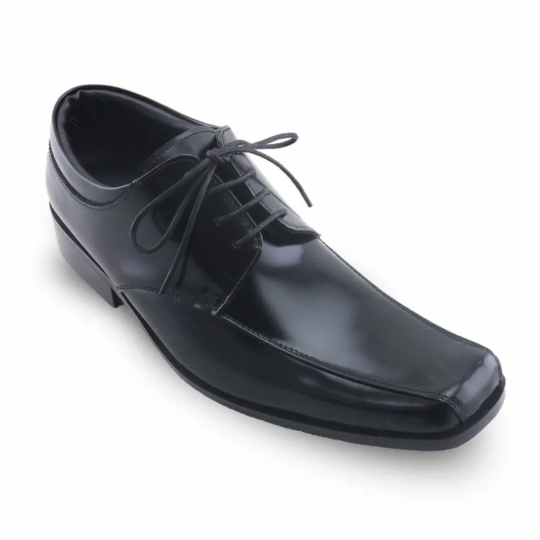 City Oxford Flat Lace European Brush Off Black Patent