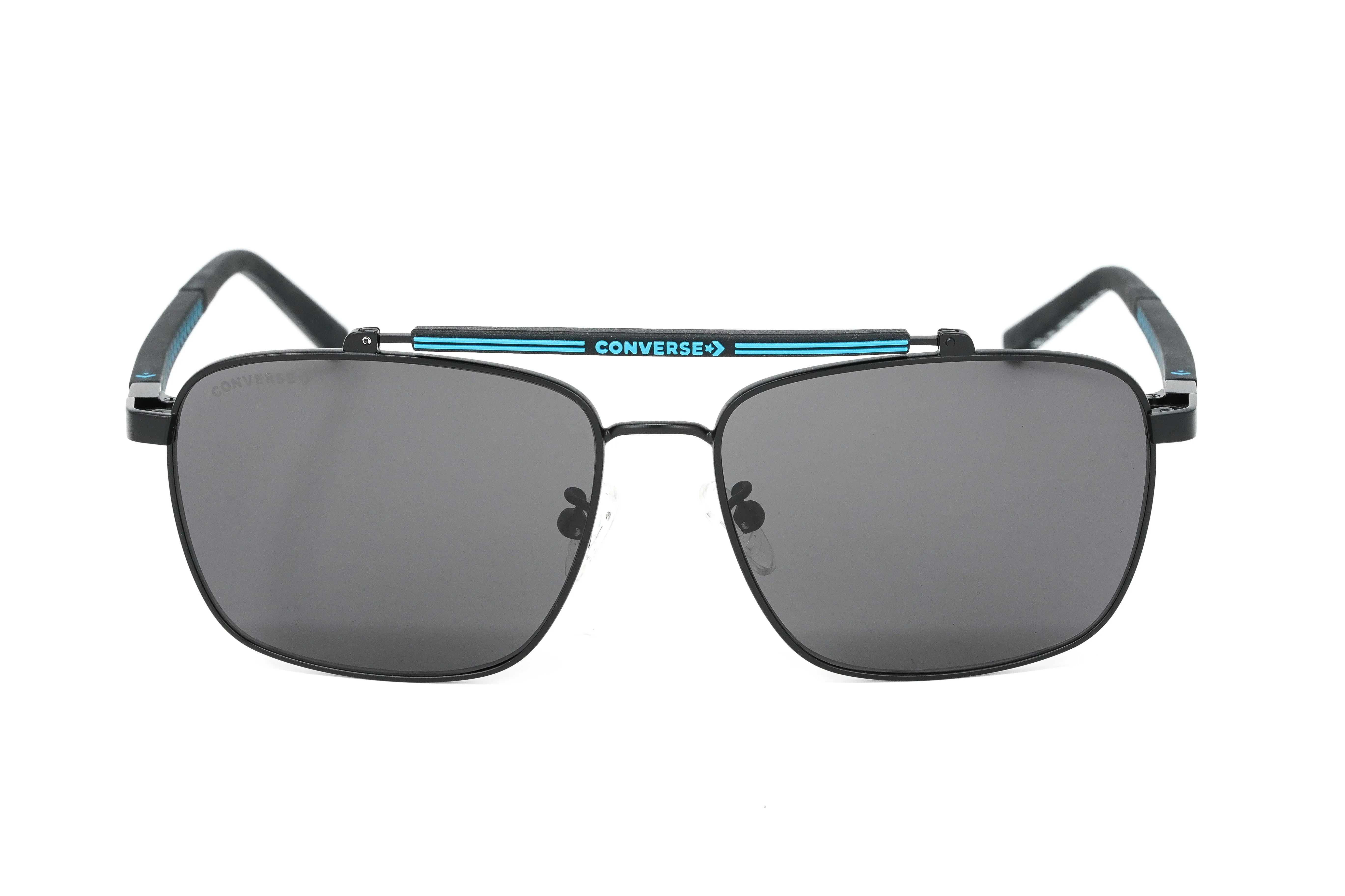 Converse Men's Sunglasses Square Flat Top Matte Black and Blue SCO229 0531