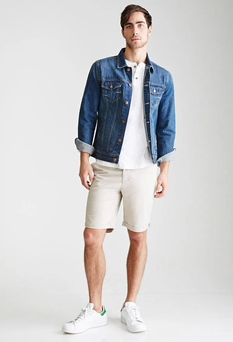 Cyan Cuffed Chino Shorts