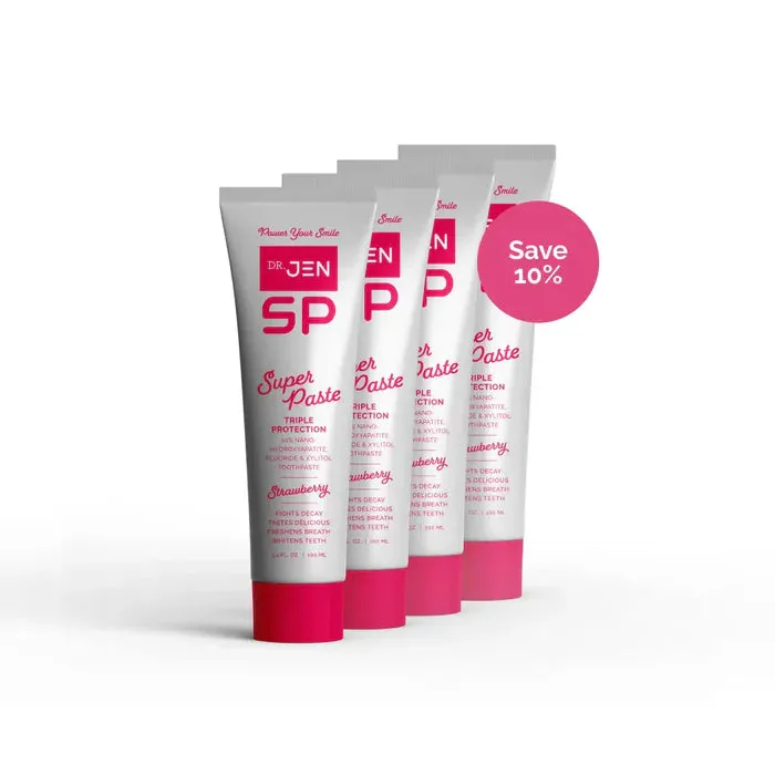 Dr. Jen Strawberry Super Paste Toothpaste with Fluoride   10 % Nano-Hydroxyapatite
