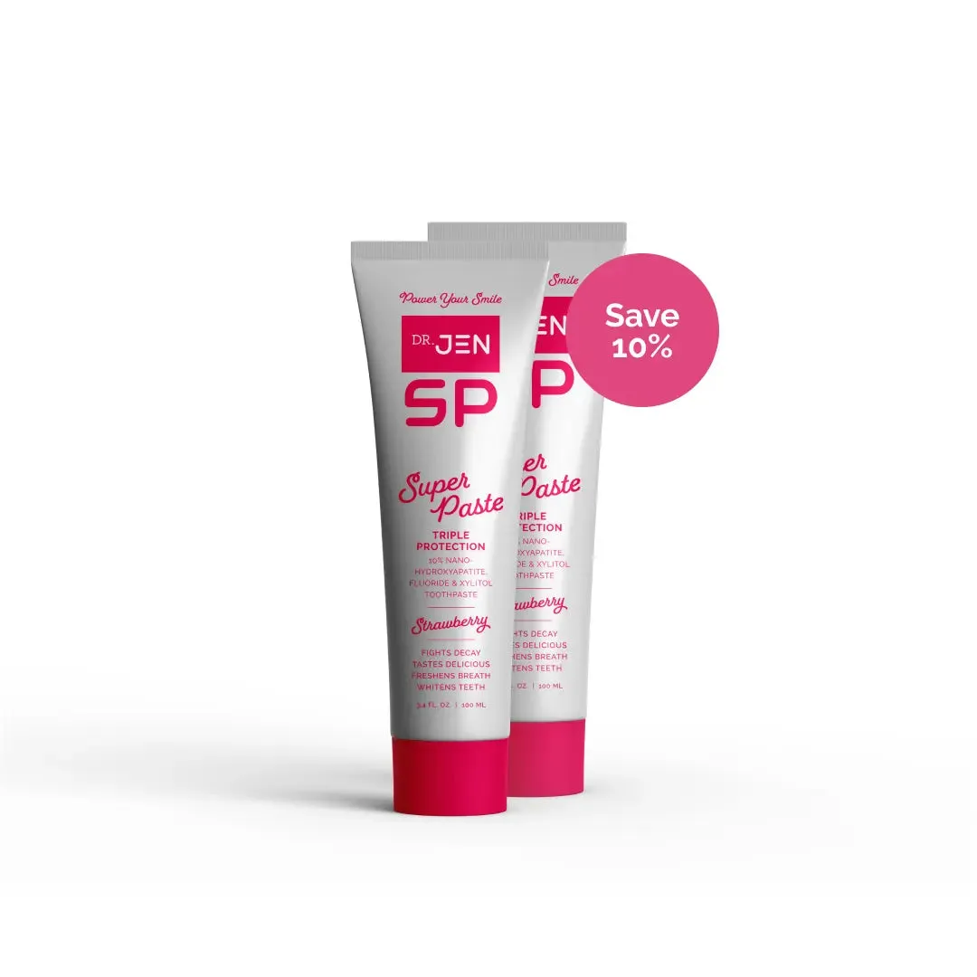 Dr. Jen Strawberry Super Paste Toothpaste with Fluoride   10 % Nano-Hydroxyapatite