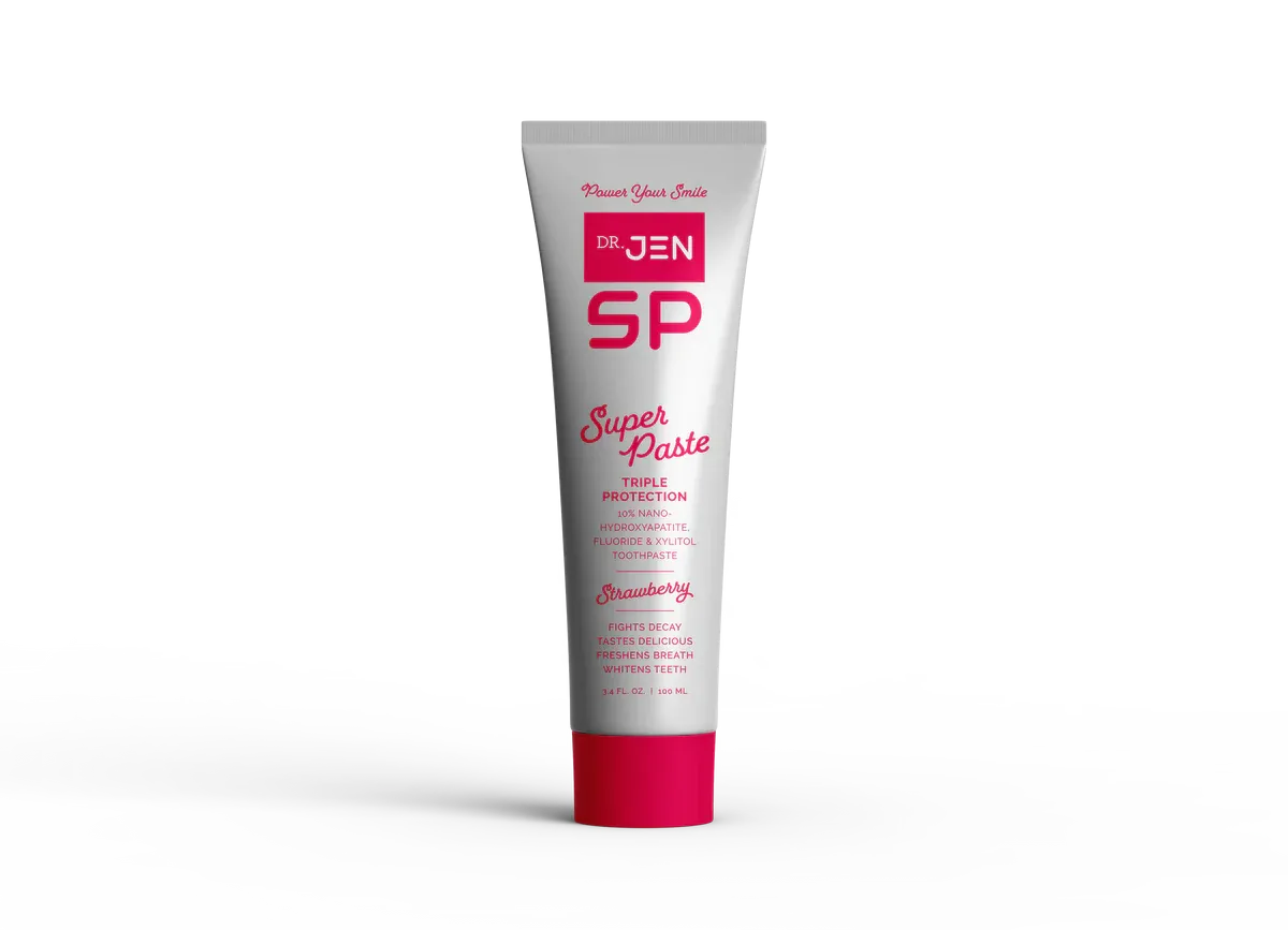 Dr. Jen Strawberry Super Paste Toothpaste with Fluoride   10 % Nano-Hydroxyapatite