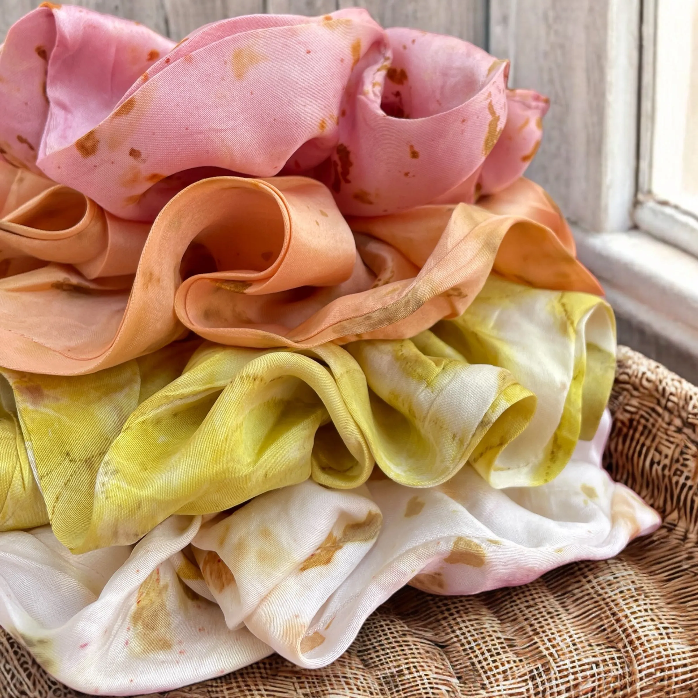 Eco-printed Scrunchies- Set of 4