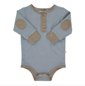 Me & Henry - Baby Stripe Henley Onesie in Blue