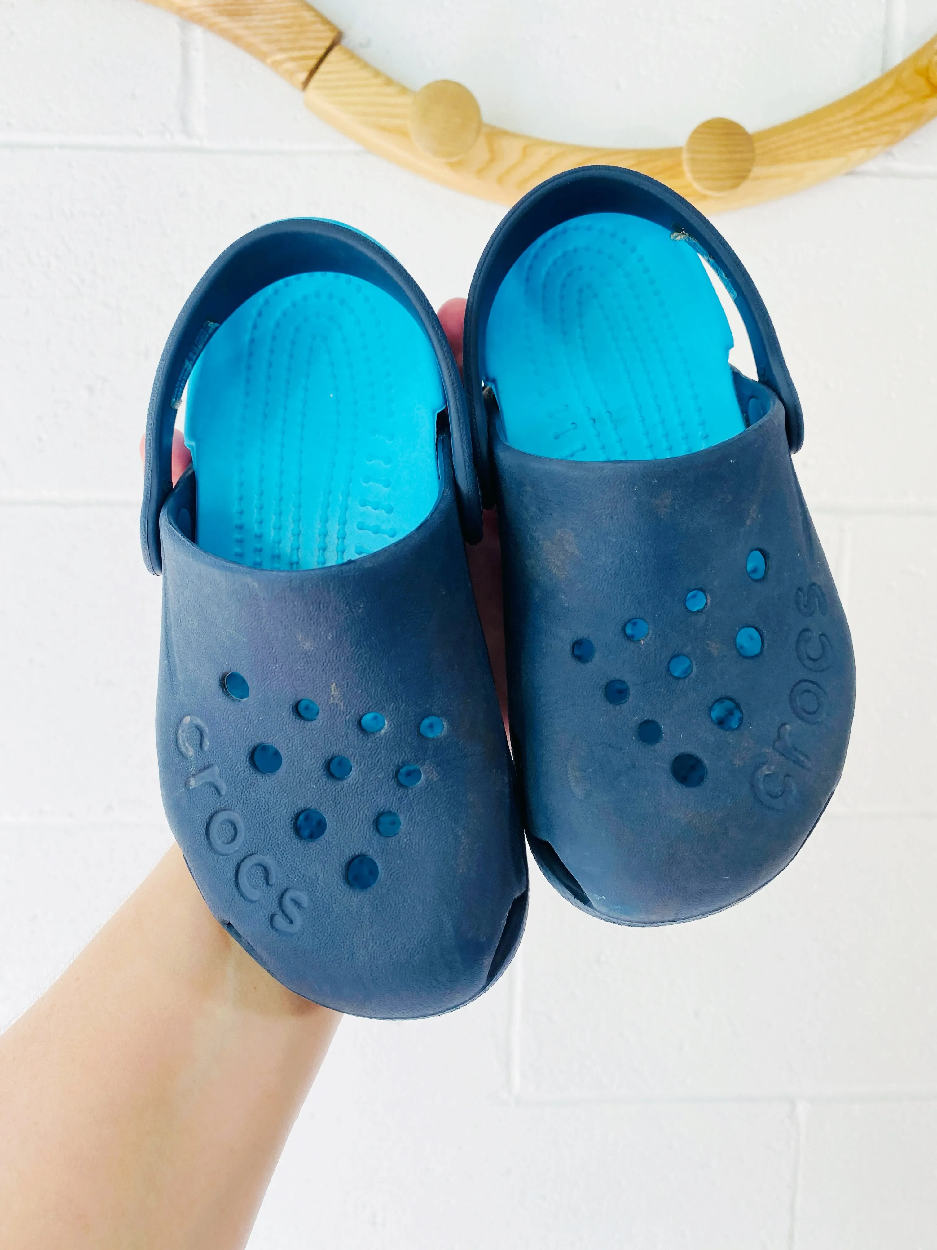 Navy   Turquoise Classic Clogs, size 12 (C12)