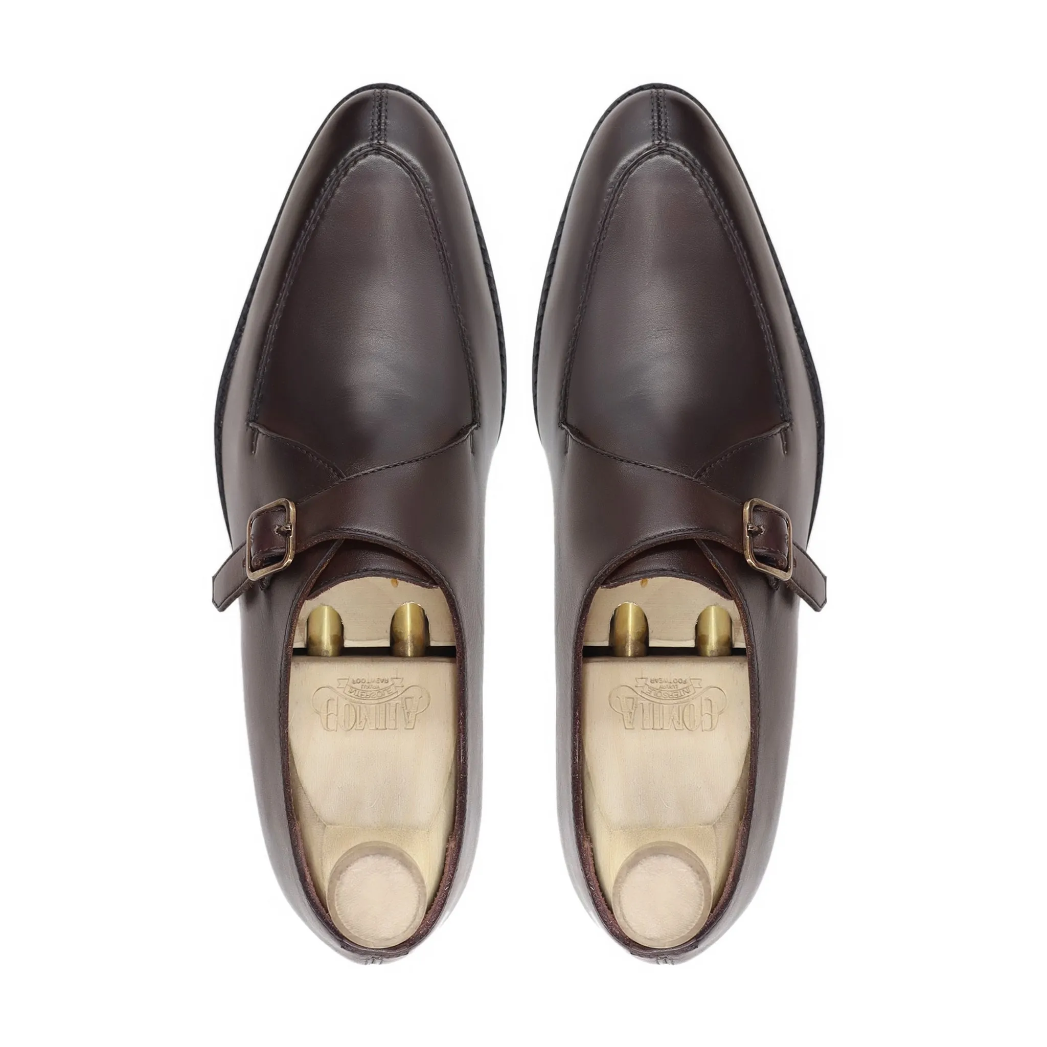 Shunke - Men's Dark Brown Calf Leather Single Monkstrap