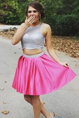 Two Piece Sleeveless Beading Prom Dress Homecoming Dress KPH0024