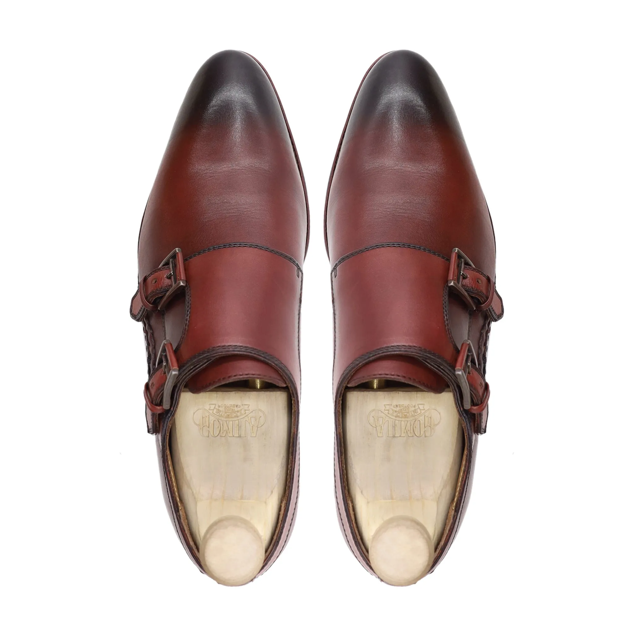 Uzice - Men's Burnished Oxblood Calf Leather Double Monkstrap