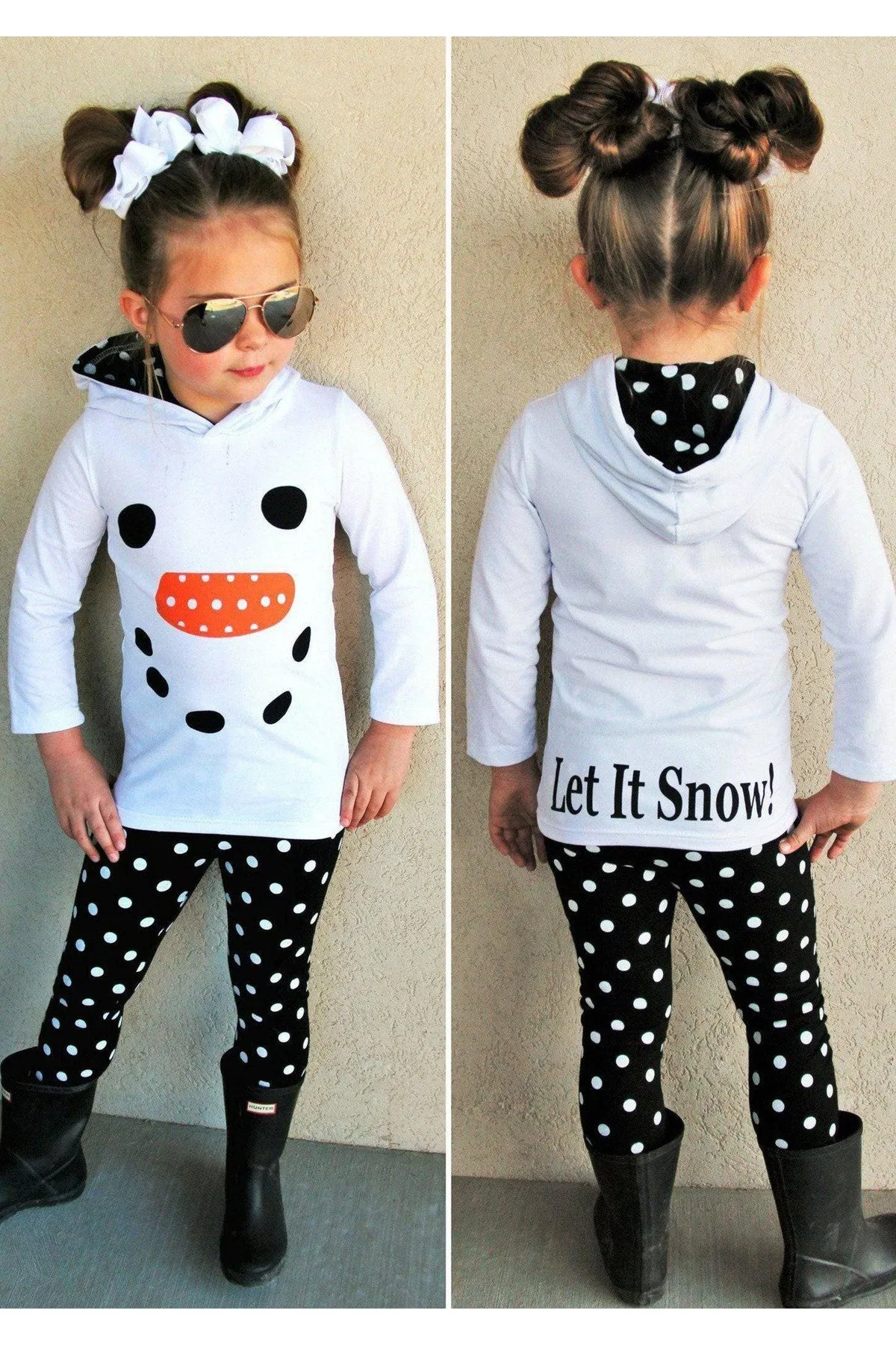 White Snowman Hoodie Pant Set