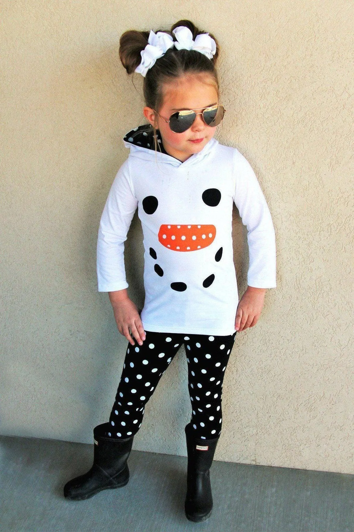 White Snowman Hoodie Pant Set