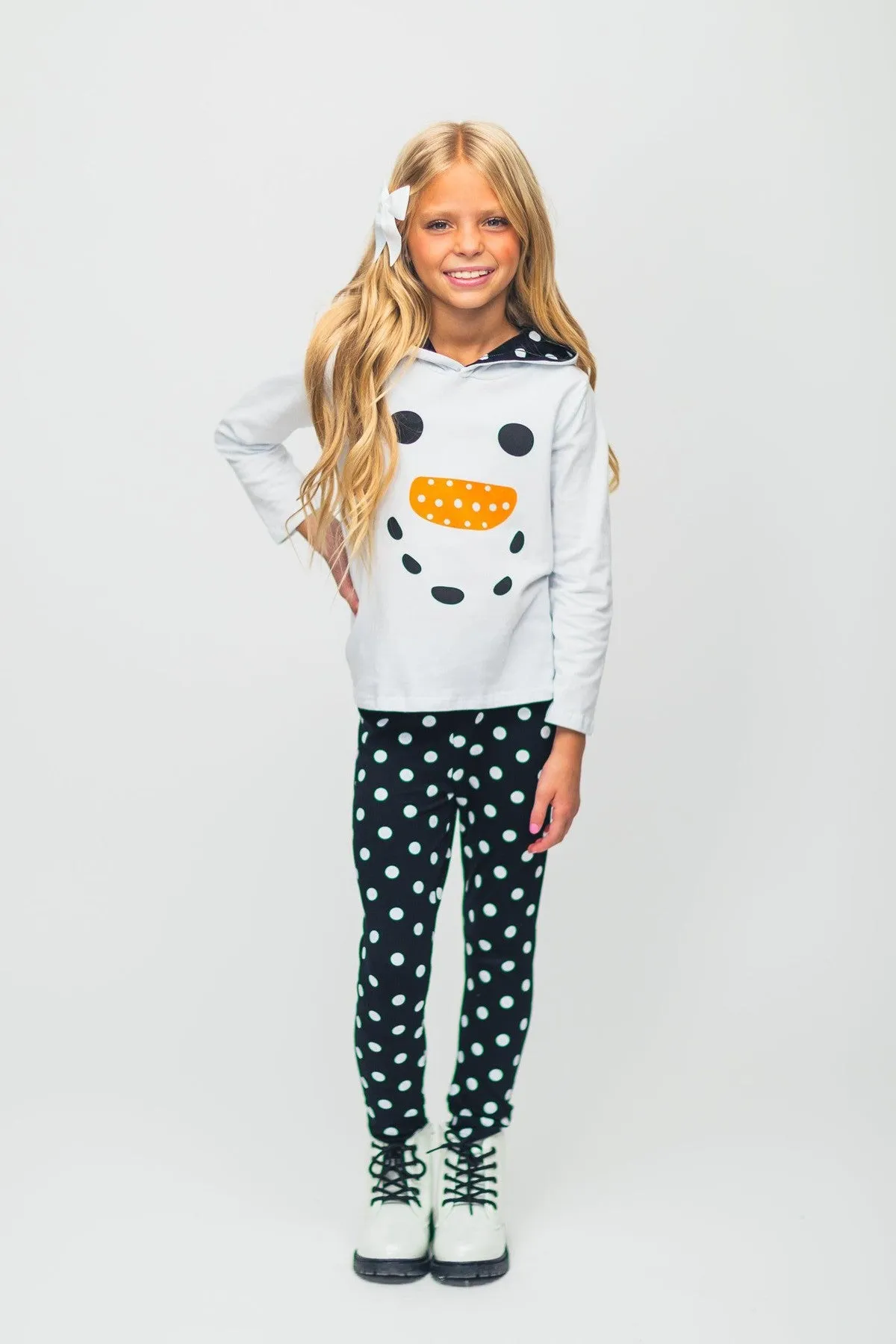 White Snowman Hoodie Pant Set